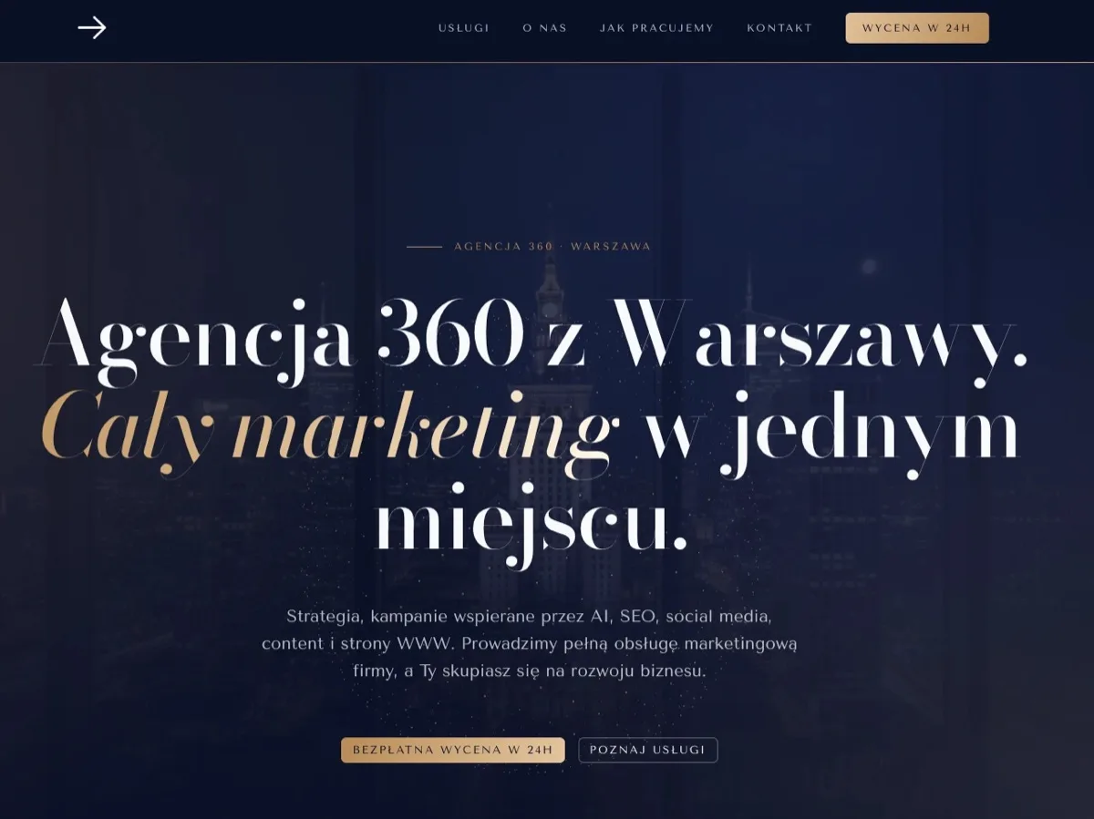 Strona internetowa agencji marketingowej 360 z Warszawy